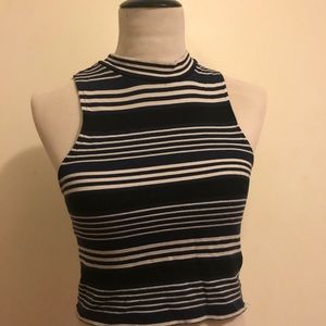 Striped turtleneck crop top